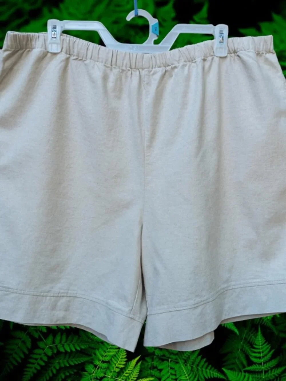 Silhouettes Womens Plus Shorts Pull On Elastic Waist Linen Blend Size 24